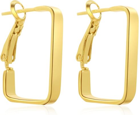 أقراط دائرية مطلية بالذهب عيار 14 قيراط للنساء أقراط دائرية كبيرة من الذهب لا تسبب الحساسية in Kuwait