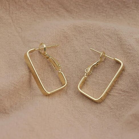 أقراط دائرية مطلية بالذهب عيار 14 قيراط للنساء أقراط دائرية كبيرة من الذهب لا تسبب الحساسية in Kuwait