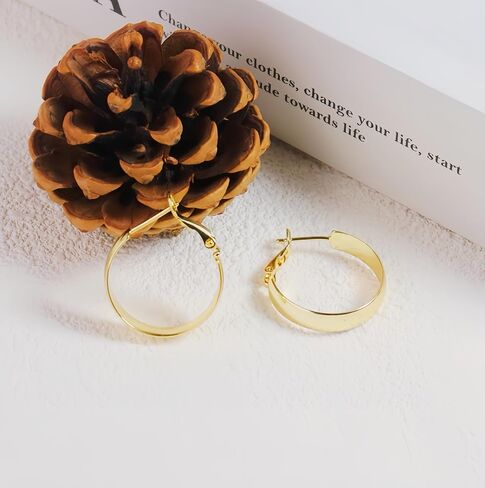 14k Gold Plated Hoop Earrings for Womens Hypoallergenic Big Gold Hoop Earrings in Saudi Arabia