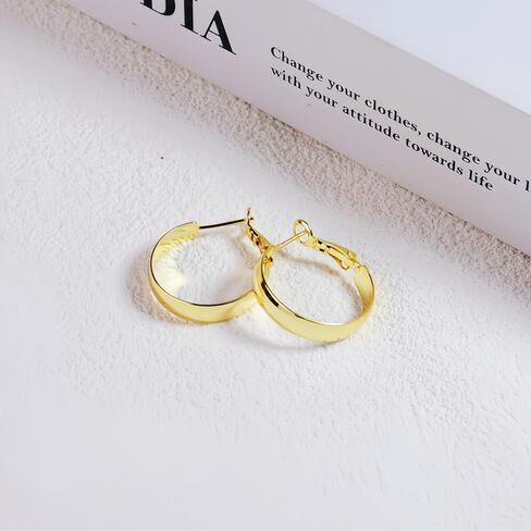 14k Gold Plated Hoop Earrings for Womens Hypoallergenic Big Gold Hoop Earrings in Saudi Arabia