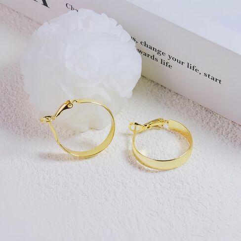 14k Gold Plated Hoop Earrings for Womens Hypoallergenic Big Gold Hoop Earrings in Saudi Arabia