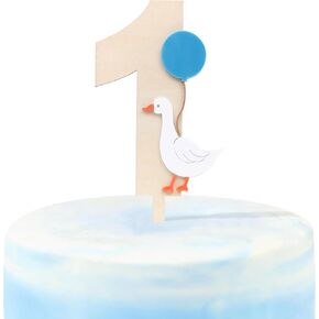 One Goose Number 1 Cake Topper - Cake Topper First Birthday Baby Boy,One,Smash Cake Idea, Cute Birthday Theme,Pink Goose 1st Toppers (Pink)