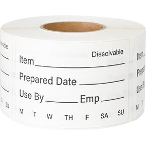 L LIKED 500 Pcs Dissolvable Food Labels Large Size 2" x 3" Food Storage Stickers Use by Shelf Life Labels for Food Storage