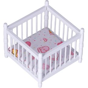 1:12 Scale Mini Dollhouse Wooden Crib for Dolls House Miniature Decoration (#2)