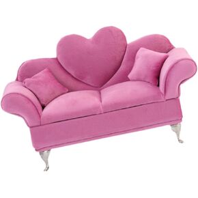 1/6 Dollhouse Sofa Elegant Dollhouse Living Room Decor Girls Women Jewelry Box Miniature Furniture for 12inch Dollhouse Accs, Pink