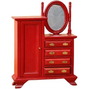 Elegant Miniature Vanity Table for Dollhouses 1:12 Wood Dresser with Drawer Realistic Dressing Table Dollhouses Furnitur