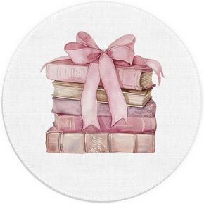 Coquette Pink Bow Preppy Book Mouse Pad,Preppy Girly Aesthetic Mouse Pads for Wireless Mouse Computers Laptop Desk Accessories,Pink Office Supplies,7.9x7.9 Inch