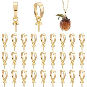 PH PandaHall 30pcs 14K Gold Plated Cup Peg Bails 3mm Brass Peg Bail Eye Pin Peg Bail with Bail Eye Pin Bail Clasps Jewelry Connector for Half-drilled Beads Earring Necklace DIY Crafts Jewelry Making