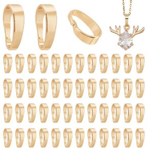 PH PandaHall 120pcs Pendant Clasp Connectors, 14K Gold Plated Brass Pinch Bails Necklace Charm Clasp Golden Jewelry Clasps Snap on Bails Pendant Bails for Necklaces Jewelry DIY Craft Making