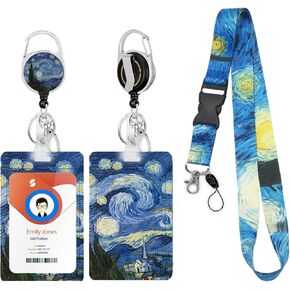 ID Badge Holder with Lanyard,Retractable ID Badge Card Holders Detachable Neck Strap with Badge Reel and ID Holder for Keychain and Phone Case (Blue)