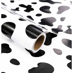 AVXINSOK Cow Print Wrapping Paper Roll 17 Inch x 33 Feet Black and White Wrapping Paper for Gifts Wedding Baby Shower Birthday Party Cow Gift Wrap Paper