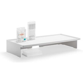 Poppin Monitor Riser Kit - White, Monitor Riser, Set of 6 Gel Luxe Pens, Set of 4 Cable Catchers, and Softie Silicone Grip Grass, Ultimate Desk Organization
