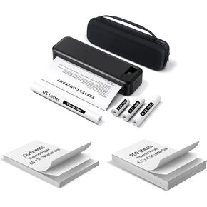 Portable Thermal Printer & 4 Roll Thermal Paper & 1 Case & 300 Sheets 8.5" x 11" US Letter Thermal Paper