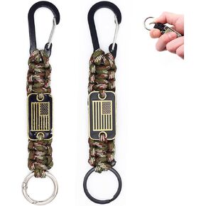 Heavy Duty Braided Paracord Lanyard Keychain with USA Flag, Parachute Rope Necklace Keychains, Braided Strong Lanyard