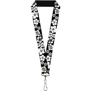 Buckle-Down Lanyard-1.0"-Hibiscus Black/White