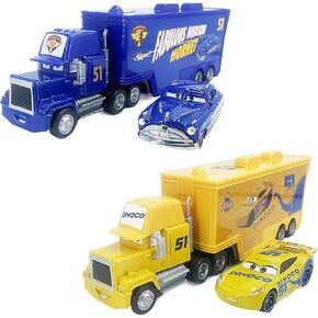 2PCS Metal Vehicles 1:55 Diecast Model Mini Car and Truck Set, Compact Portable & Collectible Car Toys for 3+ Years Kids Boys Girl Birthday Gift