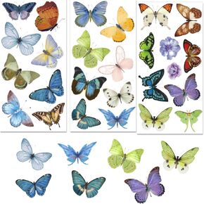 3 Sheets Butterfly Rub on Transfers Waterproof Furniture Transfers Decals Butterfly Flower Rub on Decals Wood DIY Transfer Stickers for Door Cabinet Craft Home Decor 6" x12"