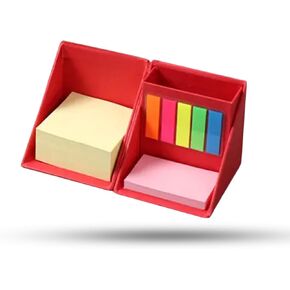 Sticky Notes Organizer Cube with Pen Holder, 3-in-1 Cardboard Memo Pad Set with 300 Yellow Notes, 50 Pink Pads & 125 Translucent Tabs, Portable Desk Organizer for Home, School, and Office Desk (Black)