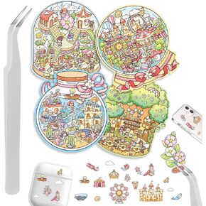 DIY 3D Stickers Scene, 3 Sets Fun DIY 3D House Stickers - Food Theme - Cartoon Scene Sticker for Adult Relief Stress Pass Sticker Therapy The Time