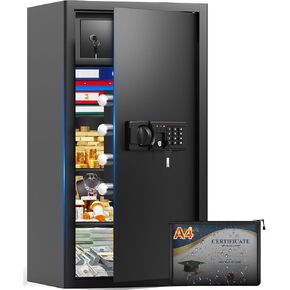 8.9 Cuft Large Fireproof Safe Box, Home Safe with Fireproof Waterproof Bag & Digital Keypad, Large Safes with 3 Removable Shelves, Mute Mode, Security Safes for Documents, Jewelry, Valuables