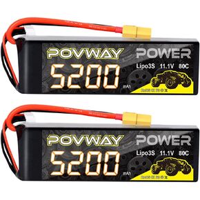 Lipo Battery 3S 5200mAh RC Battery 11.1V 80C with EC5 Plug Hardcase for RC Cars, RC Truck,Helicopter, Airplane (5200 3S 80C- EC5 Plug hardcase)