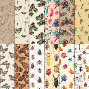 Insect Butterfly Banana Leaf Pattern Scrapbook Paper Pad - 12x12" - 24 Double-Sided Sheets for Scrapbooking, Journaling, Card Making, Album Decor