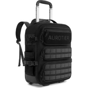 Rolling Tactical Laptop Backpack, Underseat Travel Backpack with Wheels, 17 Inch Wheeled Military Computer Backpack for Men and Women, Roller Overnight Molle Outdoor Hiking College Carry on Luggage