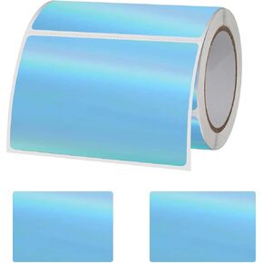 3 X 2 Inch Holographic Thermal Labels,Self-Adhesive Stickers Waterproof Rainbow Printer Decals for Name Tag DIY Logo Design，200 Pcs/1 Roll (Silver)