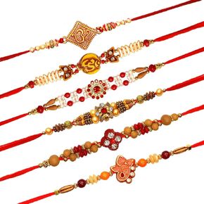 Set of 6 Rakhi for Brother Bhaiya Bhabhi Gift Rakhi for Family Raksha Bandhan Festival Rakhi for Bhaiya and Bhabhi, Rakhi Thread