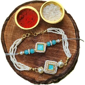 DECORATIVE BUCKETS rakhi for brother and bhabhi :Rakshabandhan :Bhabhi Lumba Rakhi :Rakhi Set :Rakhi For bhaiya Bhabhi : Combo With Potli Bag :Handcrafted Paper And 1 extra Pearl rakhi