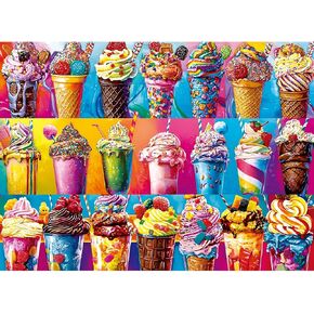 500 Piece Puzzles for Adults,Colorful Ice Cream Food Jigsaw Puzzle for Adults Kids Seniors,Recycled Cardboard Summer Puzzle 500 Piece,Challenging Family Game Great Gift for Family Friends,20.5 x 15 in