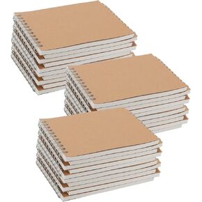 SOUJAP 30 Pack A6 Top Spiral Sketchbook, 60 Sheet/120 Page Small Spiral Drawing Pad, Top Bound Kraft Sketchbook for Sketching, Drawing, Writing