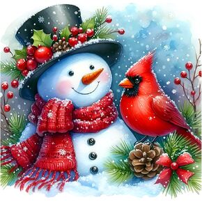 AMORARS Cardinal Diamond Painting Kit for Adults, 5D Snowman Diamond Art Beginners - DIY Full Diamond Dot Gem Art Paintings, Suitable Gifts, and Home Decoration Crafts, 12x12Inch