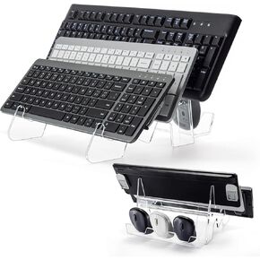 Elsjoy Acrylic Keyboard and Mouse Display Stand, 3 Tier Keyboard Storage Rack Desktop Mechanical Keyboard Mouse Stand Holder, Clear Keyboard Organizer Rack for Home and Office
