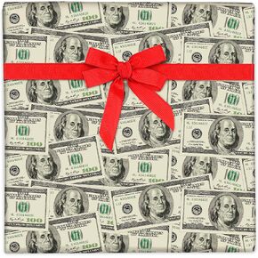 CENTRAL 23 Funny Paper - 6 Sheets Birthday Gift Wrap & Tags - Dollar Bills Money Wrap For MenWomenAdult - Funny Christmas Wrap Adult - Includes Stickers