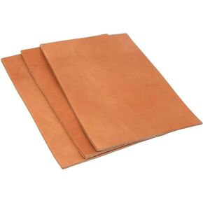 Premium Vegetable Tanned Leather Sheet, Natural Tan Color, Crafting Material (Brown,8×12in)
