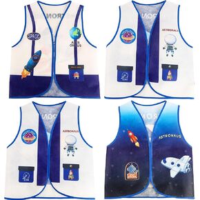 4 Pcs Kids Astronaut Dress up Astronaut Costume Outer Space Vest for Party Favors Space Birthday Party Supplies