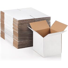 Qilery 200 Pcs Small Shipping Boxes 6''x6''x6'' Heavy Duty Gift Corrugated Cardboard Box Literature Mailers for Packaging Moving Small Business Storage, Mailing, White