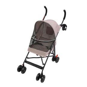 Pet Travel Stroller, Compact, Easy Fold, No Assembly Required Pet Stroller, for Carrying Small and Medium-Sized Dogs or Cats Under 22 lbs (Gray)