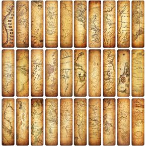 30 PCS Vintage Map Bookmarks,Cardboard Bookmarks for Men Women Book Lovers Students,Retro Paper Bookmark Reading Page Markers