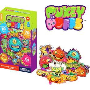 Pukey Puffs (10 Pack) – 3D Collectible Gross Puffy Characters for Kids,70+ Foodie Stickers with Flies, Eyes & Mold – Craft, Classroom, Birthday, Party Gift Ages 4,5,6,7,8,9