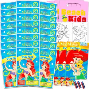 Disney The Little Mermaid Mini Party Favors Set - Bundle with 24 Ariel Play Packs with Coloring Pages, Stickers, More | The Little Mermaid Party Supplies