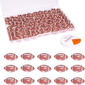 100 PCS Soccer Beads Sport Beads 12mm Spacer Beads مع حبل مرن ، وخرز القلم أكريليك لكرة القدم للأساور للأسوار حبل القلادة.
