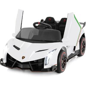 OLAKIDS 2 Seater Kids Ride On Car, 12V 4WD Licensed Lamborghini Veneno Electric Vehicle with Remote Control, Toddlers Battery Powered Toy Gift with 2 Speeds, Rocking Mode, Music, USB, MP3 (Pink)