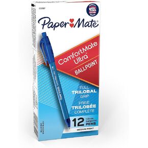 Paper Mate 6310187 ComfortMate Retractable Ballpoint Pens, Medium Point, Blue, 12 Count