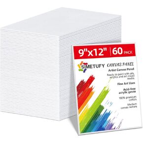 Simetufy 58 Pack 8x10 Inch Canvas Boards for Painting, Bulk Blank Canvas Panels Gesso Primed Acid-Free 100% Cotton for Acrylics Oil Watercolor Tempera Paints