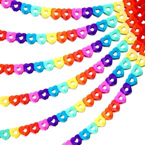 6 Pieces 60 Feet Valentine Colorful Rainbow Heart Banner Decorations Colorful Heart Shape Paper Garland Hanging for Birthday Wedding PartyDecorations