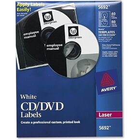Avery Laser CD Labels, Matte White, 40/Pack