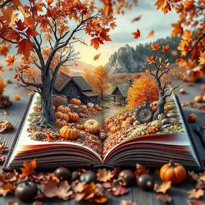 Pumpkin House Book Diamond Art Kits for Adults, 5D Autumn Diamond Painting Kits for Adults Beginners, DIY Full Round Drill Diamond Dot Painting Gem Art Kits for Adult, Home Wall Decor 13.8x13.8 Inch