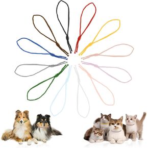 Vin Beauty 60PCS Stretchy Puppy Collars, Elastic Puppy Litter Collars Adjustable Identification Loops for Newborn Puppies and Kittens, Bulk Multi Colored Straps for Whelping,12 Colors